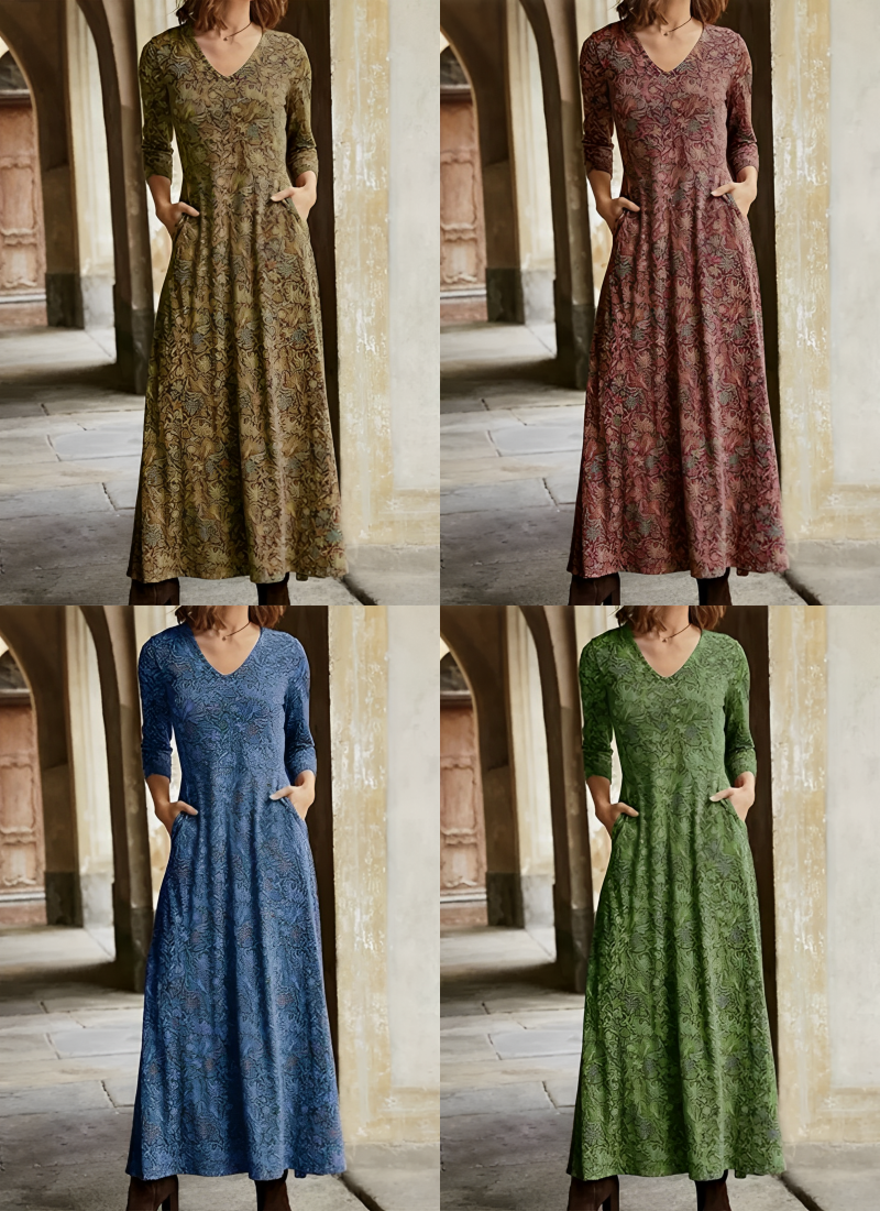 Lillian™ Long dress with vintage pattern