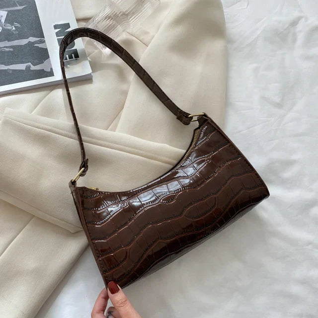 Bernadette | Glossy shoulder bag with alligator pattern