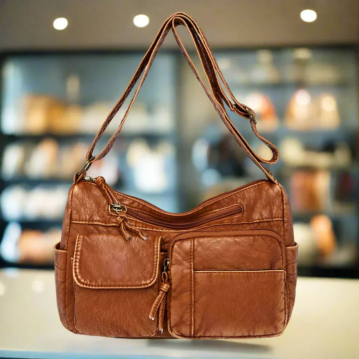 Henriette | Vintage leather shoulder bag with multiple compartments