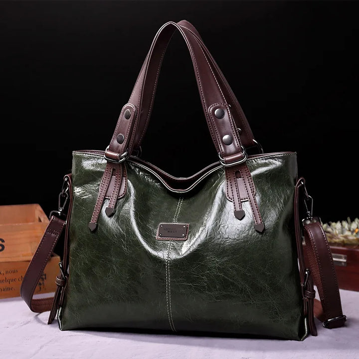 Mireille | Soft leather bag with two handles and elegant details