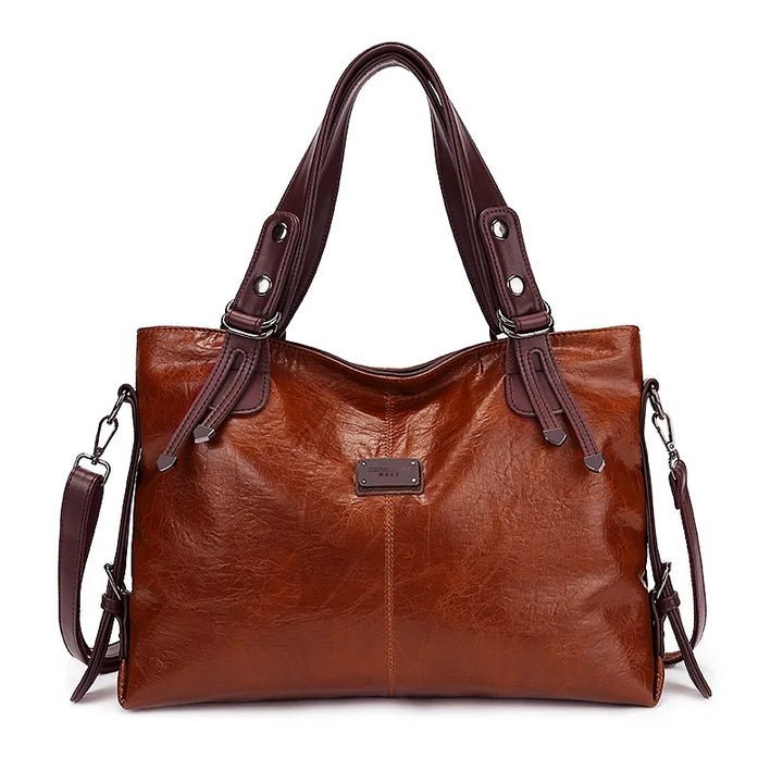 Mireille | Soft leather bag with two handles and elegant details