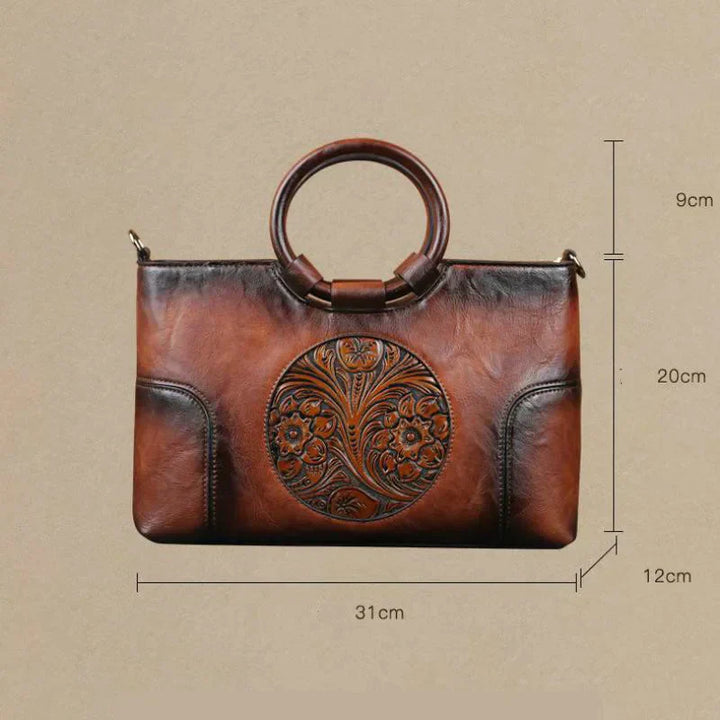 Sandrine - Leather handbag with vintage embossing