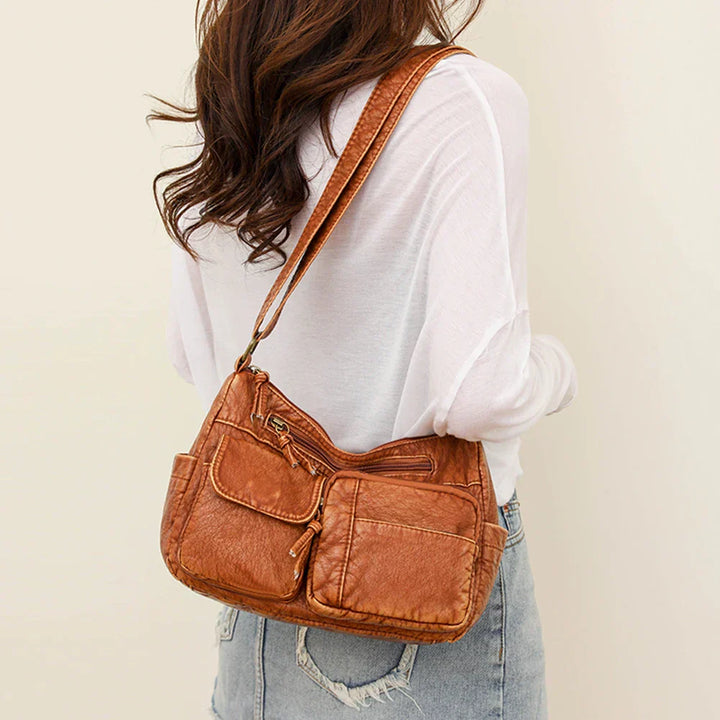 Henriette | Vintage leather shoulder bag with multiple compartments