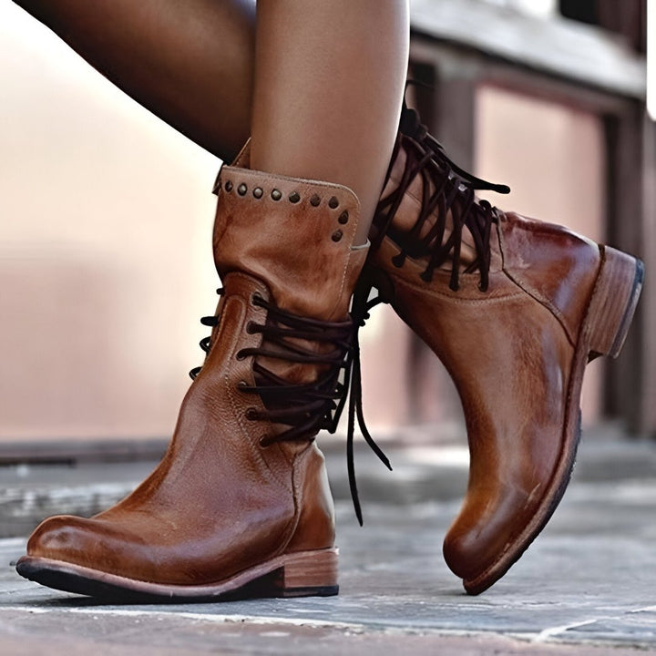 Michaela - Leather boots with laces