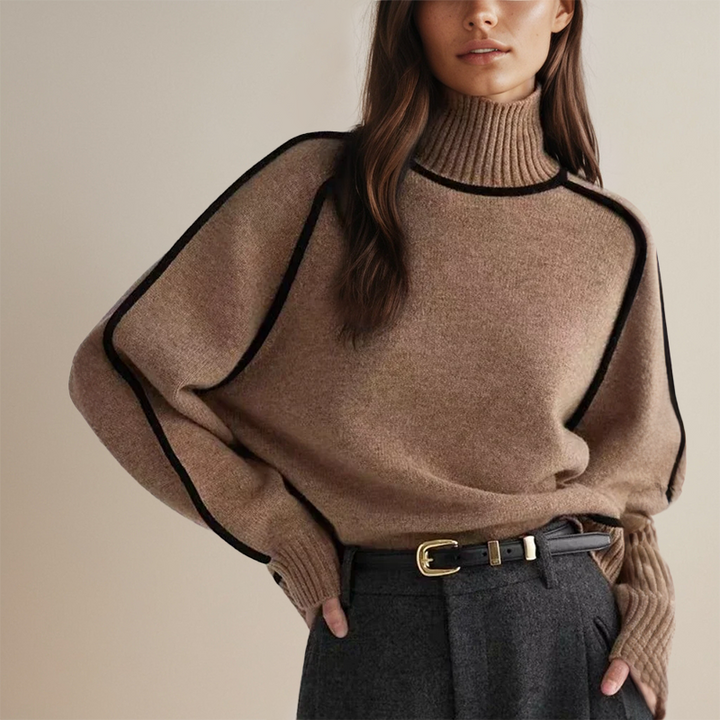 Corina | Luxurious Turtleneck Sweater with Contrast Details