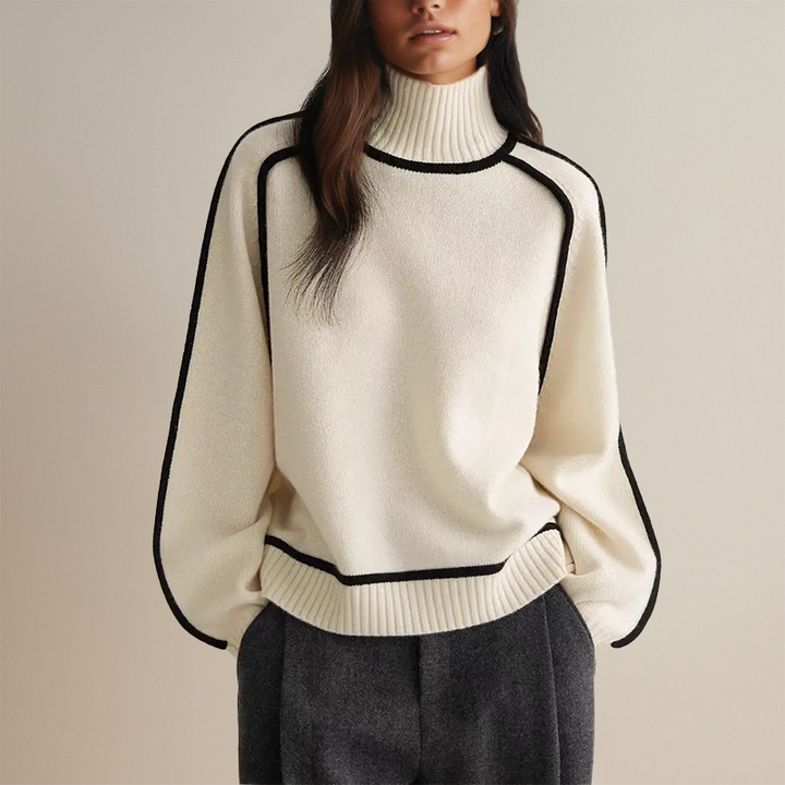 Corina | Luxurious Turtleneck Sweater with Contrast Details