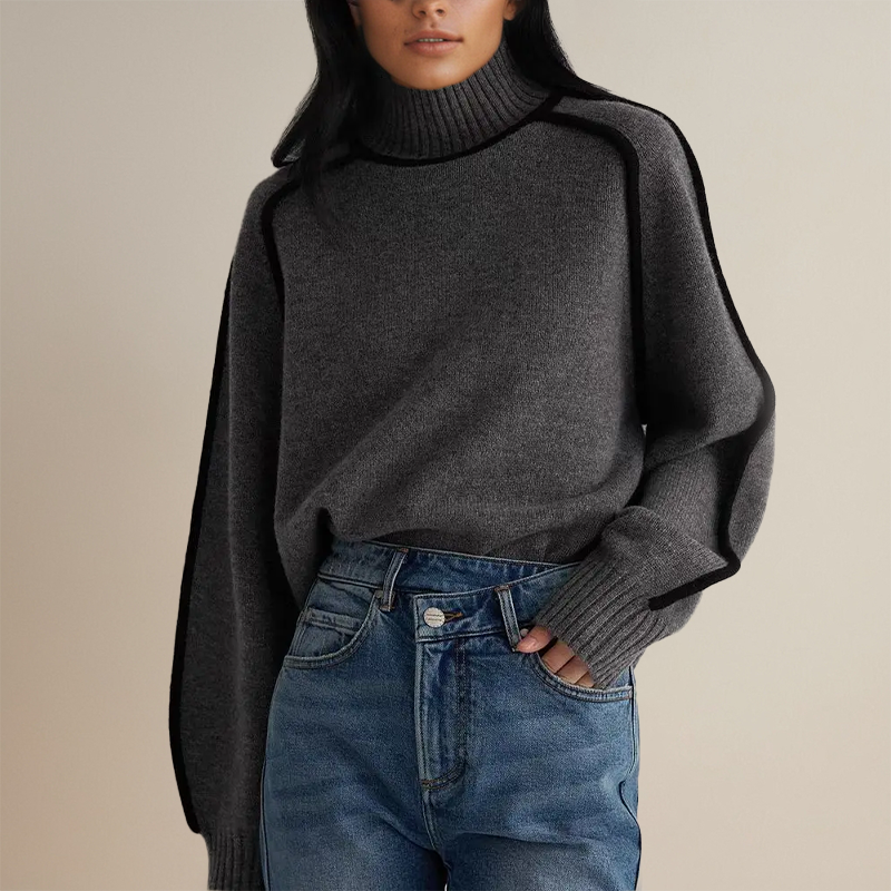 Corina | Luxurious Turtleneck Sweater with Contrast Details