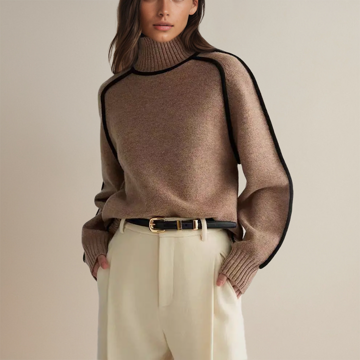 Corina | Luxurious Turtleneck Sweater with Contrast Details