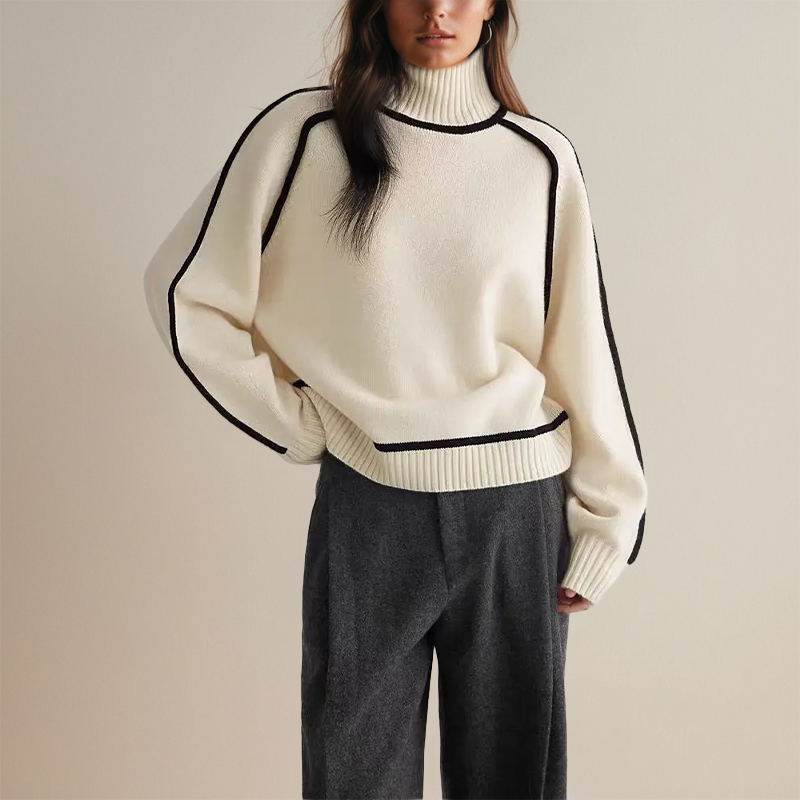 Corina | Luxurious Turtleneck Sweater with Contrast Details