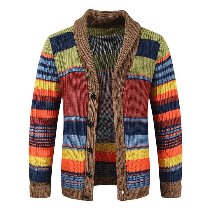 Emmett - Men's Colorblock Lapel Sweater Jacket