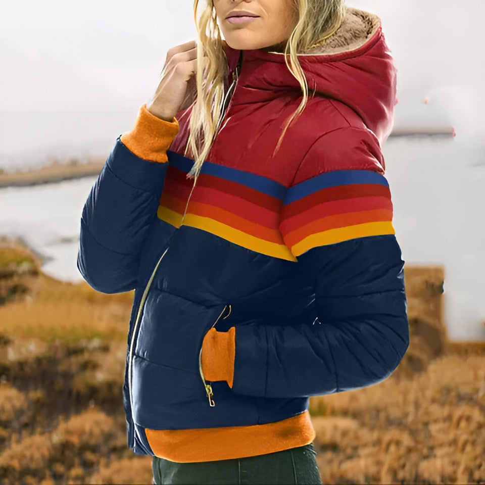 Maya | Retro parka with faux fur hood for women